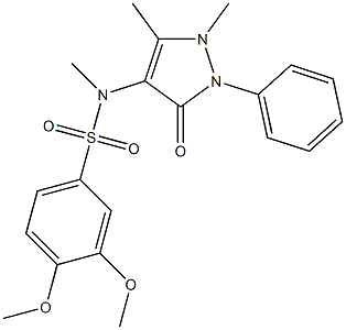 N-(1,5-dimethyl-3-oxo-2-phenylpyrazol-4-yl)-3,4-dimethoxy-N-methylbenzenesulfonamide 구조식 이미지