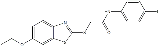 2-[(6-ethoxy-1,3-benzothiazol-2-yl)sulfanyl]-N-(4-iodophenyl)acetamide Structure