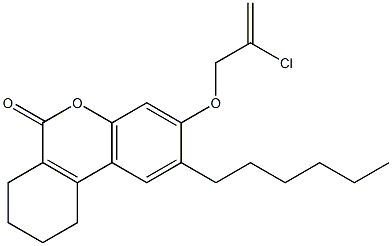 3-(2-chloroprop-2-enoxy)-2-hexyl-7,8,9,10-tetrahydrobenzo[c]chromen-6-one Structure