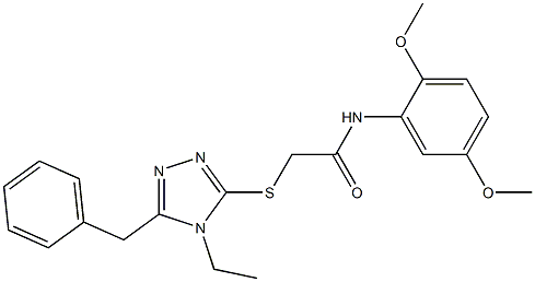 2-[(5-benzyl-4-ethyl-1,2,4-triazol-3-yl)sulfanyl]-N-(2,5-dimethoxyphenyl)acetamide 구조식 이미지