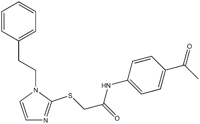 N-(4-acetylphenyl)-2-[1-(2-phenylethyl)imidazol-2-yl]sulfanylacetamide 구조식 이미지