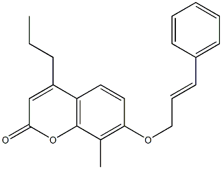 8-methyl-7-[(E)-3-phenylprop-2-enoxy]-4-propylchromen-2-one 구조식 이미지