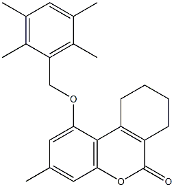 3-methyl-1-[(2,3,5,6-tetramethylphenyl)methoxy]-7,8,9,10-tetrahydrobenzo[c]chromen-6-one Structure