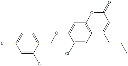 6-chloro-7-[(2,4-dichlorophenyl)methoxy]-4-propylchromen-2-one 구조식 이미지