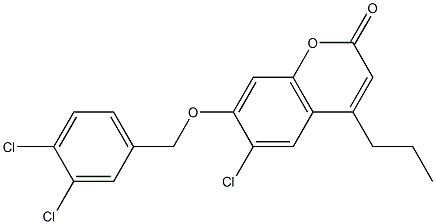6-chloro-7-[(3,4-dichlorophenyl)methoxy]-4-propylchromen-2-one 구조식 이미지