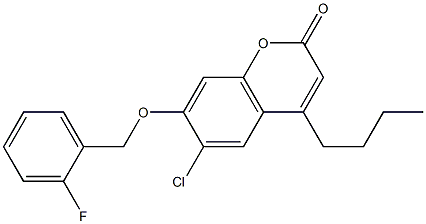 4-butyl-6-chloro-7-[(2-fluorophenyl)methoxy]chromen-2-one 구조식 이미지