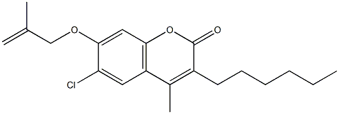 6-chloro-3-hexyl-4-methyl-7-(2-methylprop-2-enoxy)chromen-2-one Structure