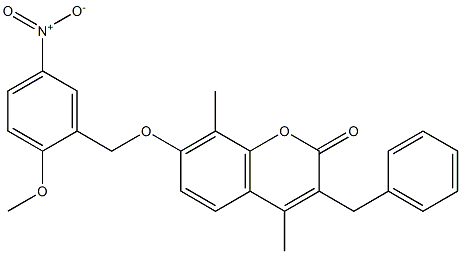 3-benzyl-7-[(2-methoxy-5-nitrophenyl)methoxy]-4,8-dimethylchromen-2-one 구조식 이미지