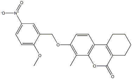 3-[(2-methoxy-5-nitrophenyl)methoxy]-4-methyl-7,8,9,10-tetrahydrobenzo[c]chromen-6-one 구조식 이미지