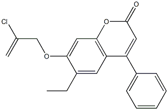 7-(2-chloroprop-2-enoxy)-6-ethyl-4-phenylchromen-2-one 구조식 이미지