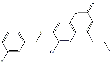 6-chloro-7-[(3-fluorophenyl)methoxy]-4-propylchromen-2-one 구조식 이미지