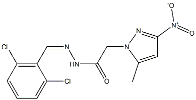 N-[(Z)-(2,6-dichlorophenyl)methylideneamino]-2-(5-methyl-3-nitropyrazol-1-yl)acetamide 구조식 이미지