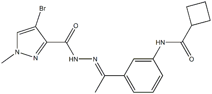 4-bromo-N-[(E)-1-[3-(cyclobutanecarbonylamino)phenyl]ethylideneamino]-1-methylpyrazole-3-carboxamide Structure