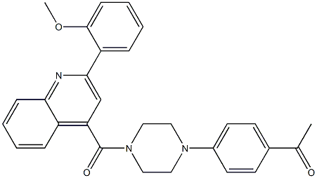 1-[4-[4-[2-(2-methoxyphenyl)quinoline-4-carbonyl]piperazin-1-yl]phenyl]ethanone 구조식 이미지