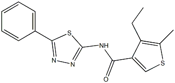 4-ethyl-5-methyl-N-(5-phenyl-1,3,4-thiadiazol-2-yl)thiophene-3-carboxamide 구조식 이미지