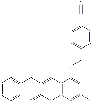 4-[(3-benzyl-4,7-dimethyl-2-oxochromen-5-yl)oxymethyl]benzonitrile 구조식 이미지