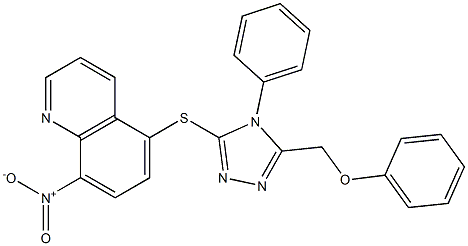 8-nitro-5-[[5-(phenoxymethyl)-4-phenyl-1,2,4-triazol-3-yl]sulfanyl]quinoline 구조식 이미지