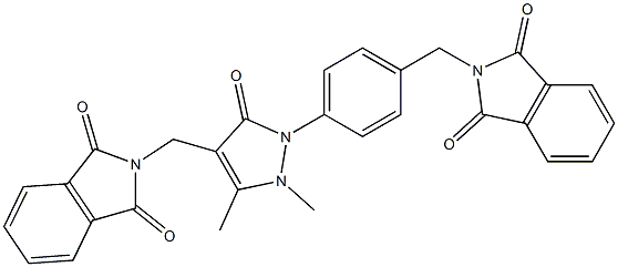 2-[[4-[4-[(1,3-dioxoisoindol-2-yl)methyl]-2,3-dimethyl-5-oxopyrazol-1-yl]phenyl]methyl]isoindole-1,3-dione Structure