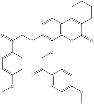 3,4-bis[2-(4-methoxyphenyl)-2-oxoethoxy]-7,8,9,10-tetrahydrobenzo[c]chromen-6-one 구조식 이미지