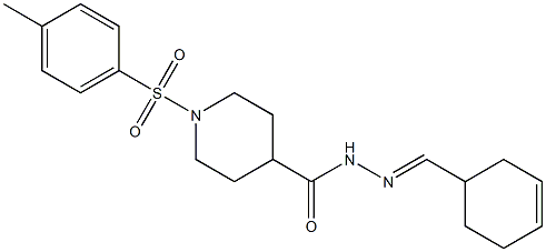 N-[(E)-cyclohex-3-en-1-ylmethylideneamino]-1-(4-methylphenyl)sulfonylpiperidine-4-carboxamide 구조식 이미지