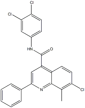 7-chloro-N-(3,4-dichlorophenyl)-8-methyl-2-phenylquinoline-4-carboxamide 구조식 이미지