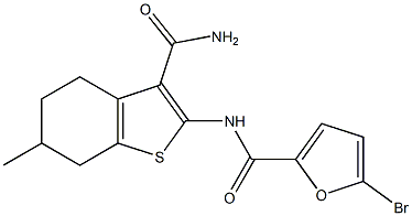 5-bromo-N-(3-carbamoyl-6-methyl-4,5,6,7-tetrahydro-1-benzothiophen-2-yl)furan-2-carboxamide 구조식 이미지