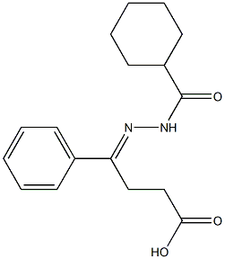 (4E)-4-(cyclohexanecarbonylhydrazinylidene)-4-phenylbutanoic acid 구조식 이미지