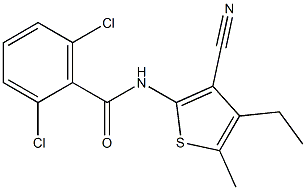 2,6-dichloro-N-(3-cyano-4-ethyl-5-methylthiophen-2-yl)benzamide 구조식 이미지