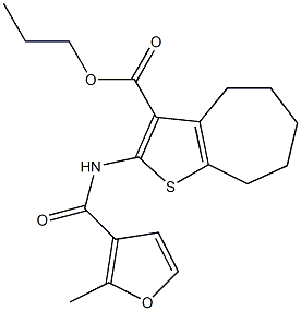propyl 2-[(2-methylfuran-3-carbonyl)amino]-5,6,7,8-tetrahydro-4H-cyclohepta[b]thiophene-3-carboxylate Structure