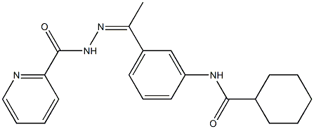 N-[(Z)-1-[3-(cyclohexanecarbonylamino)phenyl]ethylideneamino]pyridine-2-carboxamide 구조식 이미지