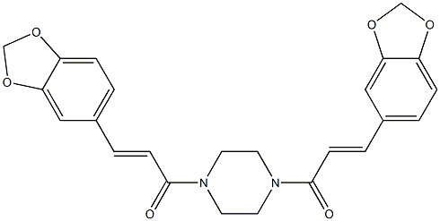 (E)-3-(1,3-benzodioxol-5-yl)-1-[4-[(E)-3-(1,3-benzodioxol-5-yl)prop-2-enoyl]piperazin-1-yl]prop-2-en-1-one 구조식 이미지