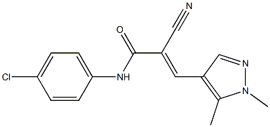 (E)-N-(4-chlorophenyl)-2-cyano-3-(1,5-dimethylpyrazol-4-yl)prop-2-enamide Structure