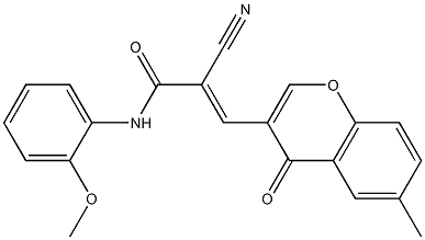 (E)-2-cyano-N-(2-methoxyphenyl)-3-(6-methyl-4-oxochromen-3-yl)prop-2-enamide 구조식 이미지