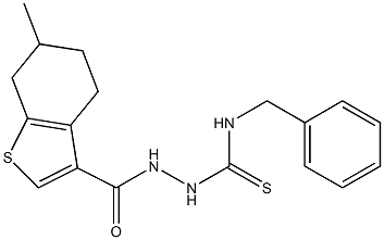 1-benzyl-3-[(6-methyl-4,5,6,7-tetrahydro-1-benzothiophene-3-carbonyl)amino]thiourea Structure