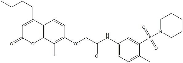 2-(4-butyl-8-methyl-2-oxochromen-7-yl)oxy-N-(4-methyl-3-piperidin-1-ylsulfonylphenyl)acetamide Structure