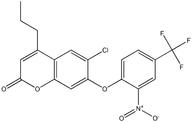 6-chloro-7-[2-nitro-4-(trifluoromethyl)phenoxy]-4-propylchromen-2-one Structure