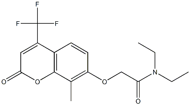 N,N-diethyl-2-[8-methyl-2-oxo-4-(trifluoromethyl)chromen-7-yl]oxyacetamide 구조식 이미지