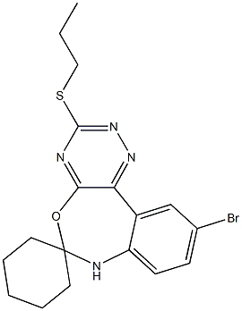 10-bromo-3-propylsulfanylspiro[7H-[1,2,4]triazino[5,6-d][3,1]benzoxazepine-6,1'-cyclohexane] 구조식 이미지