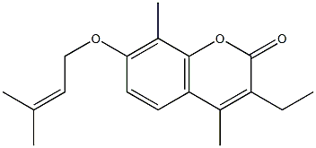 3-ethyl-4,8-dimethyl-7-(3-methylbut-2-enoxy)chromen-2-one Structure