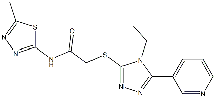 2-[(4-ethyl-5-pyridin-3-yl-1,2,4-triazol-3-yl)sulfanyl]-N-(5-methyl-1,3,4-thiadiazol-2-yl)acetamide Structure