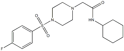 N-cyclohexyl-2-[4-(4-fluorophenyl)sulfonylpiperazin-1-yl]acetamide 구조식 이미지