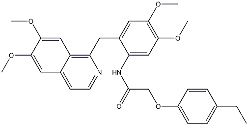 N-[2-[(6,7-dimethoxyisoquinolin-1-yl)methyl]-4,5-dimethoxyphenyl]-2-(4-ethylphenoxy)acetamide 구조식 이미지