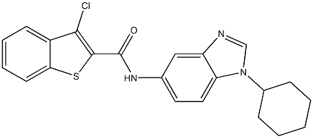 3-chloro-N-(1-cyclohexylbenzimidazol-5-yl)-1-benzothiophene-2-carboxamide 구조식 이미지