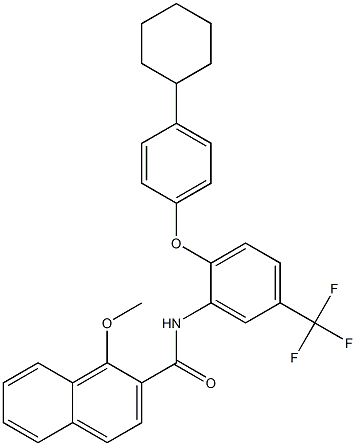 N-[2-(4-cyclohexylphenoxy)-5-(trifluoromethyl)phenyl]-1-methoxynaphthalene-2-carboxamide 구조식 이미지