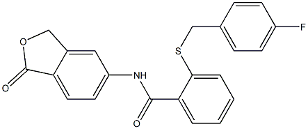 2-[(4-fluorophenyl)methylsulfanyl]-N-(1-oxo-3H-2-benzofuran-5-yl)benzamide Structure