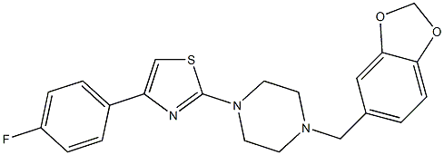 2-[4-(1,3-benzodioxol-5-ylmethyl)piperazin-1-yl]-4-(4-fluorophenyl)-1,3-thiazole 구조식 이미지