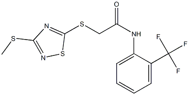 2-[(3-methylsulfanyl-1,2,4-thiadiazol-5-yl)sulfanyl]-N-[2-(trifluoromethyl)phenyl]acetamide 구조식 이미지