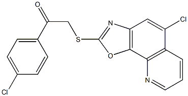 2-[(5-chloro-[1,3]oxazolo[4,5-h]quinolin-2-yl)sulfanyl]-1-(4-chlorophenyl)ethanone 구조식 이미지