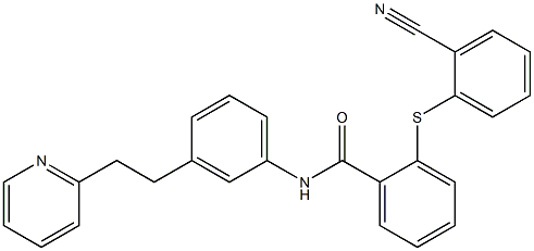 2-(2-cyanophenyl)sulfanyl-N-[3-(2-pyridin-2-ylethyl)phenyl]benzamide 구조식 이미지