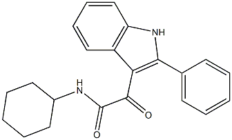 N-cyclohexyl-2-oxo-2-(2-phenyl-1H-indol-3-yl)acetamide 구조식 이미지